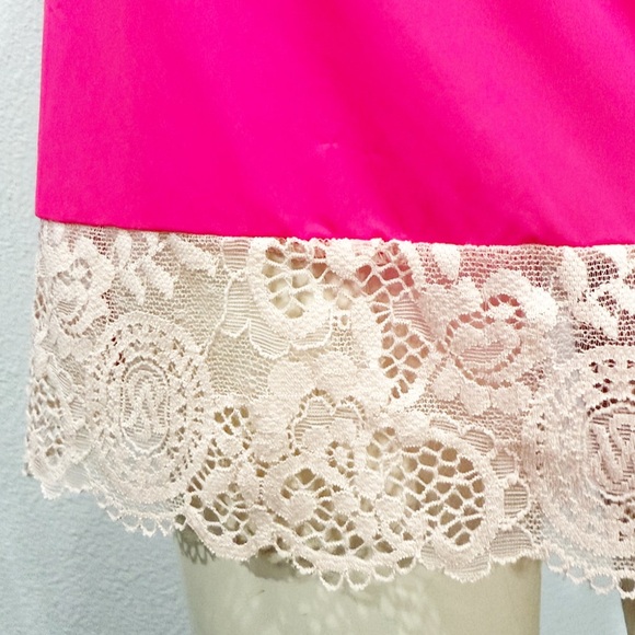 Victoria’s Secret Hot Pink Lace Trim Chemise Sleep Dress 34D - Picture 4 of 8